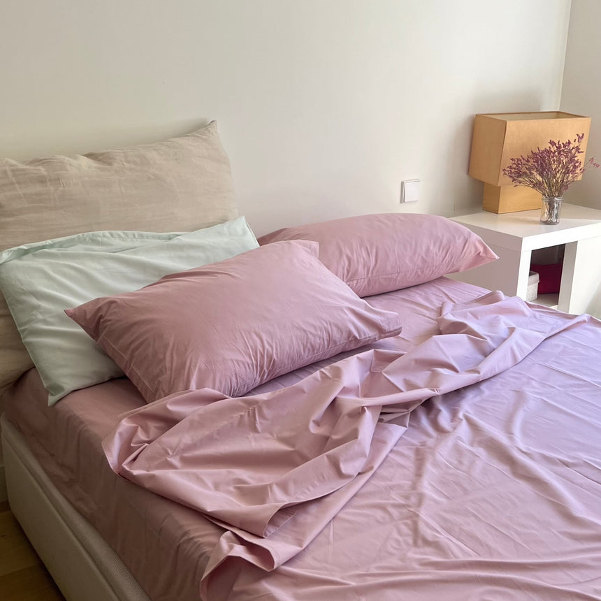 (Percale 200 TC) Pillow cases (x2) - ASH PINK