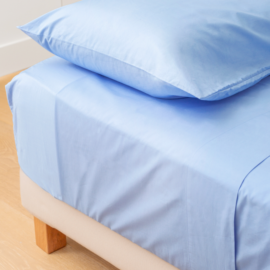 Fitted sheet percale 300 TC - Blue