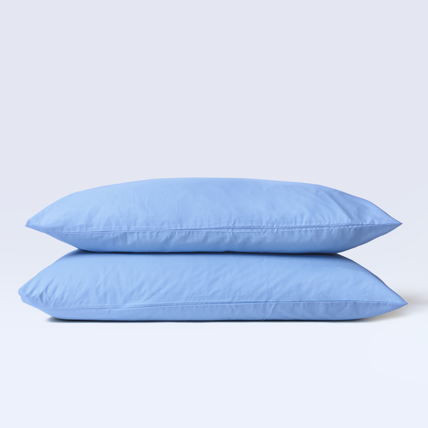 (Percale 300 TC) Pillow cases (x2) - BLUE