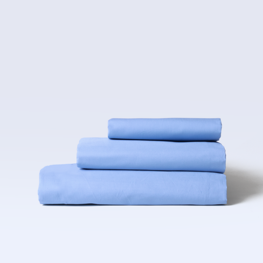 Fitted sheet percale 300 TC - Blue